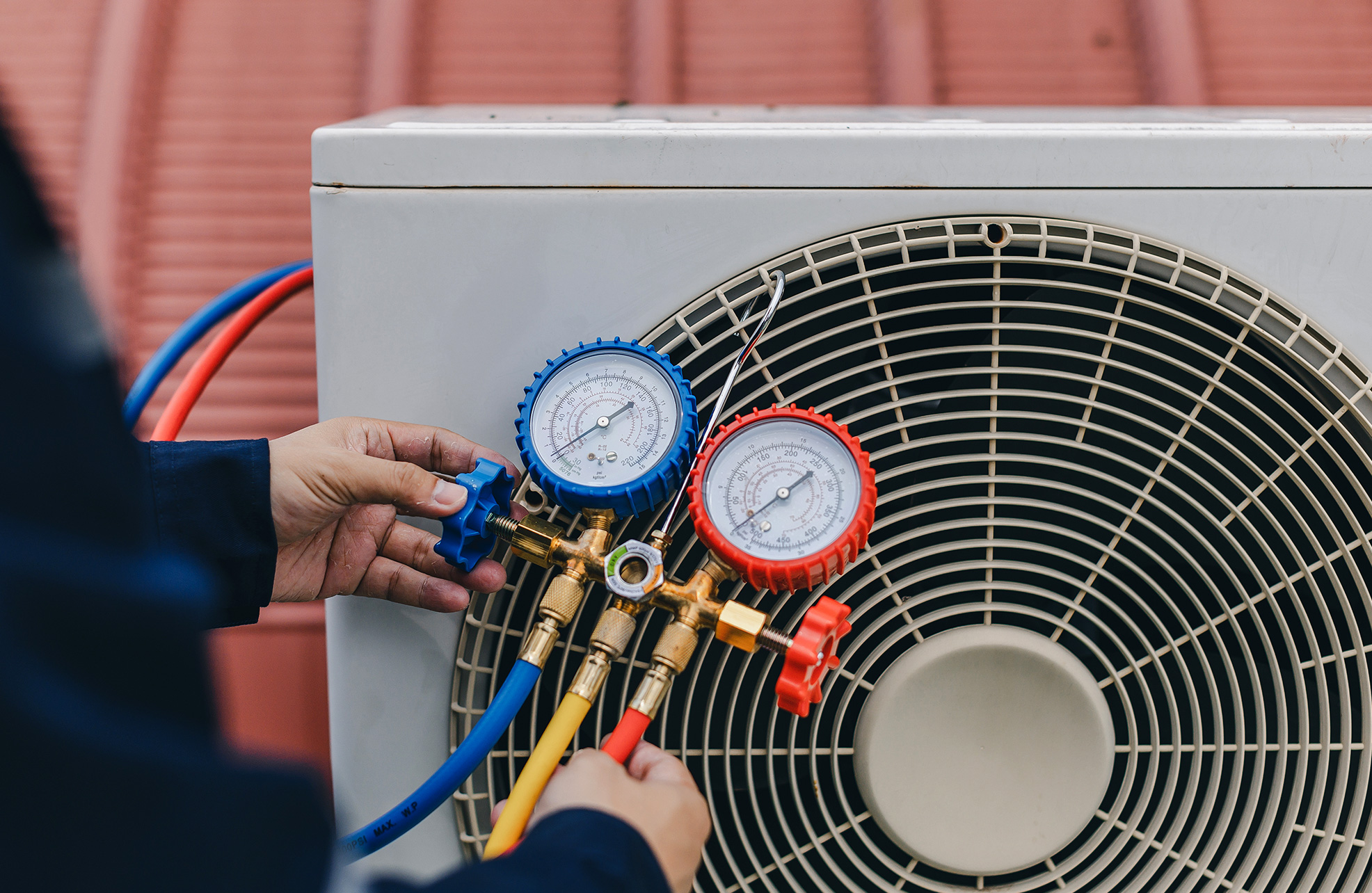 Gabe's AC & Heating website homepage featuring HVAC services, emergency repairs, and contact information